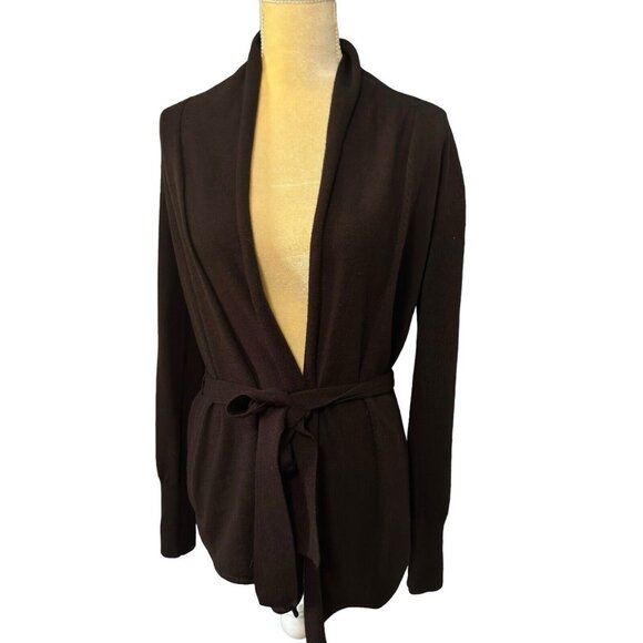 Merona‎ Target Brown 100% Wool Cardigan Sweater With Belt Small - Picture 1 of 5